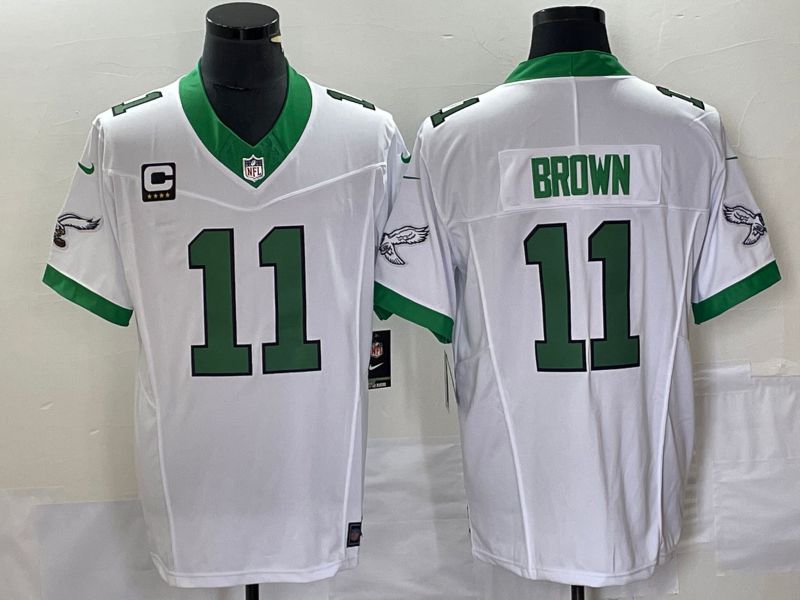 Men Philadelphia Eagles #11 Brown White Nike Throwback Vapor Limited NFL Jersey